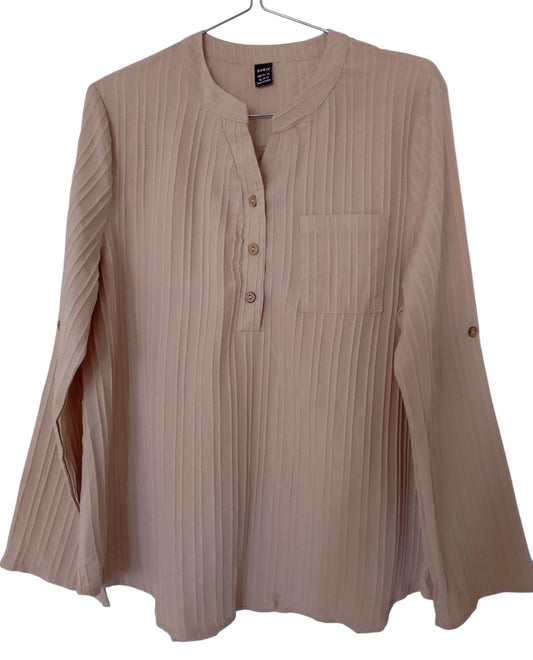 Camisa Beige de botones para verano manga larga